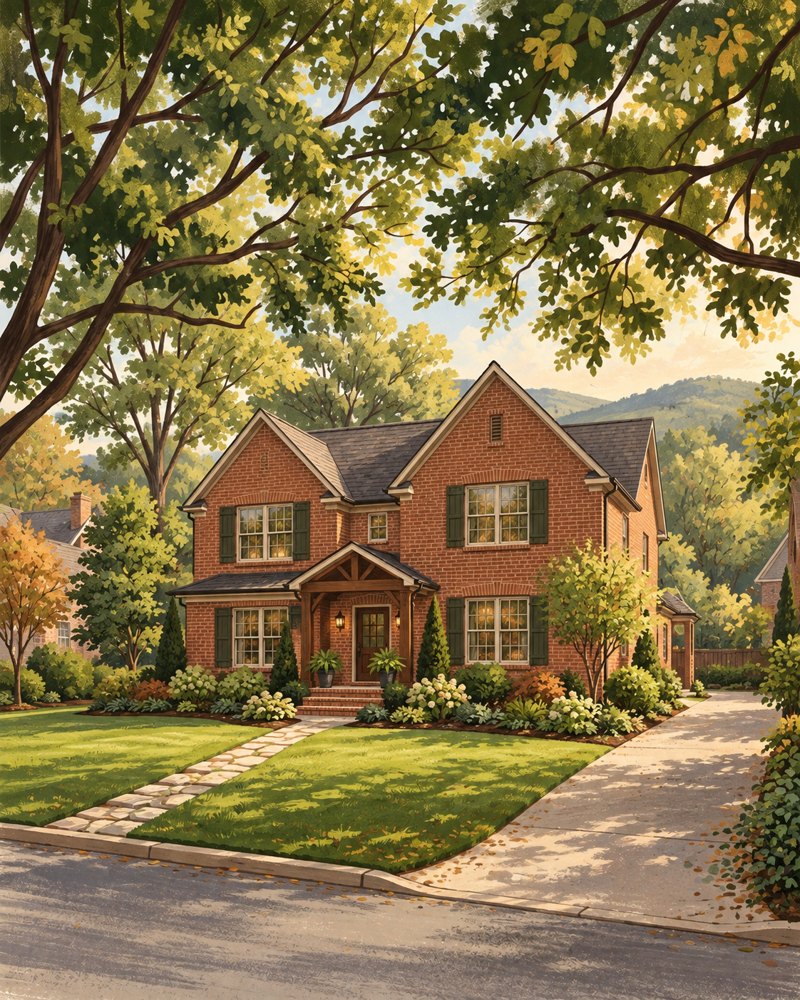 Painted red-brick home on a leafy Mount Juliet street